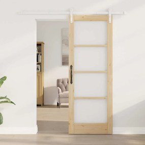 Porta Deslizante com Conjunto de Ferragens "ORKDAL" Madeira Sólida &amp; V