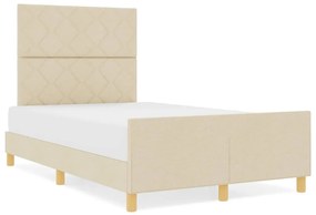 Cama vidaXL em Creme - 120x190 cm, Tecido