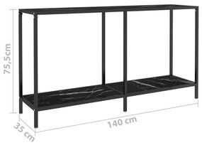 Mesa consola preto 140x35x75,5 cm vidro temperado