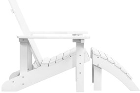 Cadeira de jardim Adirondack com apoio de pés PEAD branco