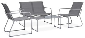 vidaXL 4 pcs conjunto lounge para jardim tecido e aço cinzento