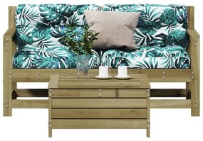vidaXL 3 pcs conjunto lounge de jardim c/ almofadões pinho impregnado
