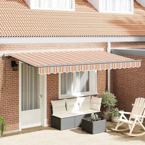 vidaXL Toldo Retrátil Manual Amarelo e Laranja e Branco