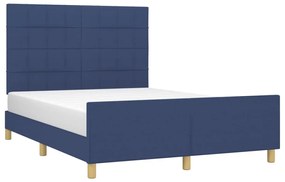 Estrutura de cama c/ cabeceira 140x200 cm tecido azul