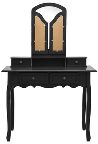 Conjunto toucador c/ banco 100x40x146cm madeira paulownia preto