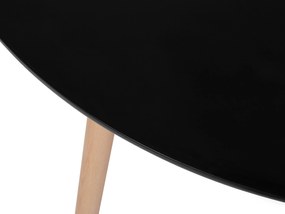 Mesa de jantar preta com pernas de madeira ⌀ 90 cm BOVIO Beliani
