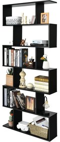 Estante de 6 níveis separadora de ambientes para escritório ou sala 80 x 23 x 191 cm Preto