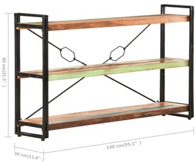 Estante c/ 3 prateleiras 140x30x80cm madeira recuperada maciça