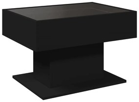 Mesa de centro c/ LEDs 70x50x45 cm derivados de madeira preto