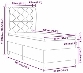 Cama Box com Colchão - Azul, 80x200 cm, Tecido
