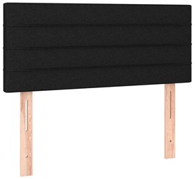 Cama box spring c/ colchão e LED 100x200 cm tecido preto