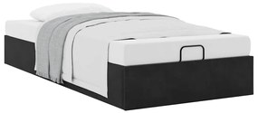 Otomano Bed Frame No Colchão Preto 90x200 cm Veludo