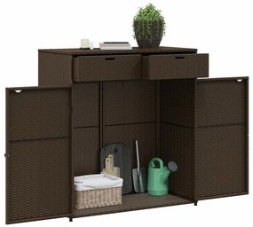 Armário de arrumação para jardim 105x55x113 cm vime PE castanho