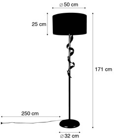 Candeeiro de pé vintage dourado antigo com aba-jour verde - Linden Clássico / Antigo