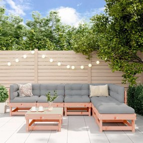 vidaXL 7 pcs conj. lounge jardim com almofadões madeira douglas maciça