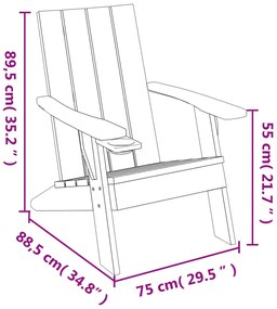 Cadeira de jardim Adirondack polipropileno castanho-claro
