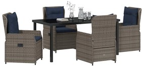 Conjunto de Jantar de Jardim 5 Peças Cinza Rattan