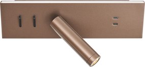 Conjunto de 2 candeeiros de parede modernos bronze escuro ajustáveis com USB-C incluindo LED - Modric