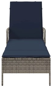 Espreguiçadeira Cinza Rattan PE 157 x 55 x 92 cm Dobrável