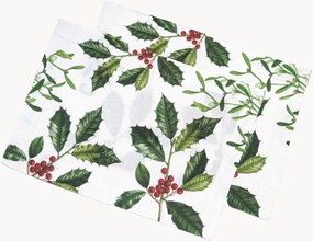 Individuais de mesa em linho Holly & Mistletoe, conjunto de 2