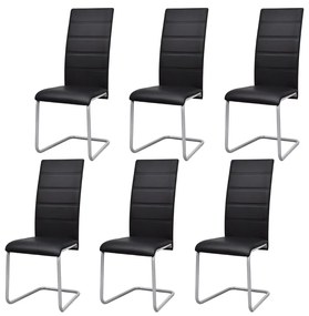vidaXL Cadeiras de jantar cantilever 6 pcs couro artificial preto