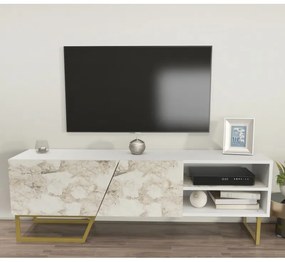 Móvel TV MARCUS, bilaminado mármore branco, 150 cms