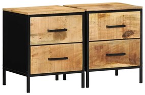 vidaXL Gabinetes de Canto 2 pcs 40x35x50 cm Madeira Sólida Rústica de Mangueira