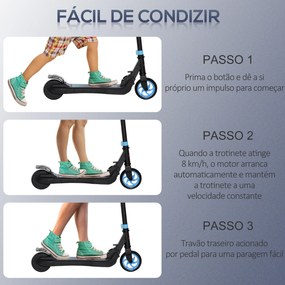 Trotinete Elétrica para Crianças acima de 6 Anos Trotinete Elétrica Dobrável com Altura Ajustável Bateria 24V Velocidade Máxima 8km/h Carga Máxima 50k