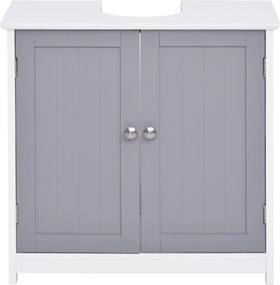 Móvel de casa de banho para lavatório (NÃO INCLUIDO) 60 x 30 x 60 cm a de 2 portas com prateleira cinza-branca