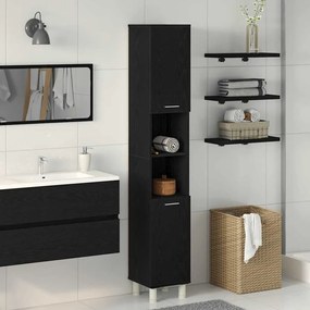 Armário de Casa de Banho vidaXL Carvalho Preto 30x30x179 cm em Madeira de Engenharia