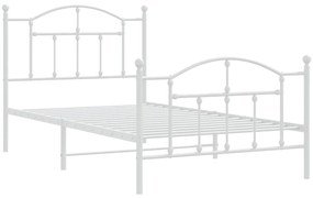 Estrutura de cama com cabeceira e pés 100x190 cm metal branco