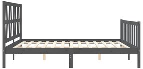 Estrutura de cama com cabeceira 200x200 cm madeira maciça cinza