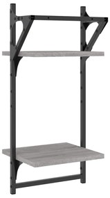 Estante 2 prateleiras c/ barras 2pcs 30x25x65cm cinzento sonoma