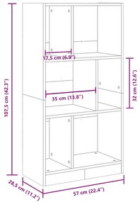 Estante 57x28,5x107,5 cm derivados de madeira cinzento cimento