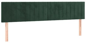 Cabeceira de cama c/luzes LED veludo 180x5x78/88cm verde-escuro