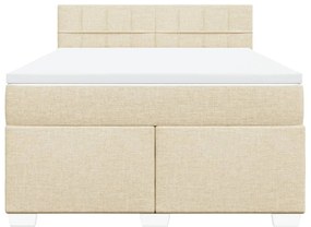 Cama com molas/colchão 160x200 cm tecido cor creme