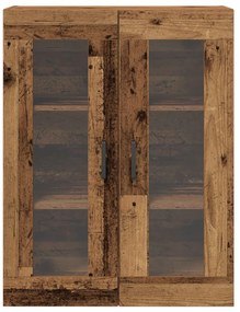 Armário Montado na Parede com Portas de Vidro - Madeira Velha - 69.5x3