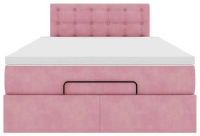 Estrutura de cama otomana com colchão 120x200 cm veludo rosa