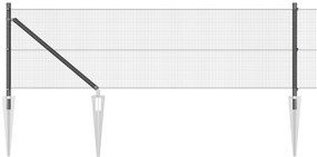 Conjunto de Postes de Cerca de Aço Conjunto de 2 Cinza Metal, Malha