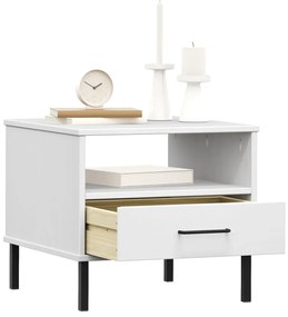 Mesa de cabeceira c/ pernas de metal pinho maciço OSLO branco