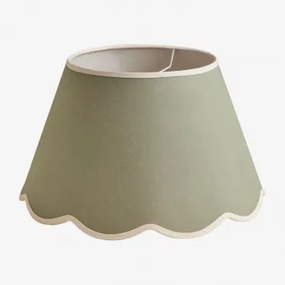 Abajur De Algodão Berne Ø40 Cm & Algodão Verde Oliva - Branco & Lâmpada Suspensa De Teto - Sklum