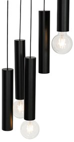 Candeeiro suspenso design preto redondo 7 luzes - Tuba Design