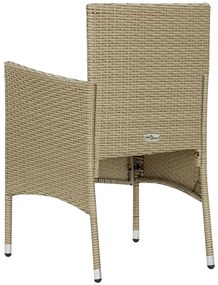 5 pcs conjunto de jantar para jardim vidro e vime PE bege