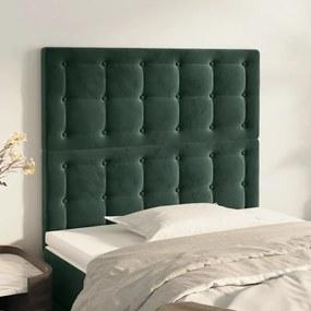 vidaXL Cabeceira de cama 2 pcs veludo 100x5x78/88 cm verde-escuro