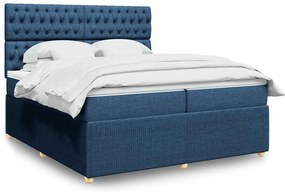 vidaXL Cama com molas/colchão 200x200 cm tecido azul