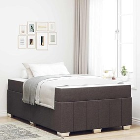 vidaXL Estrutura da Cama com colchão Marrom Escuro 120 x 200 cm tecido
