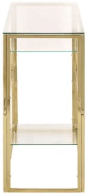 Mesa consola aço inoxidável e vidro temperado dourado
