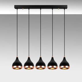 Candeeiro de Teto Yildo – Preto e Cobre – 85 x 15 cm