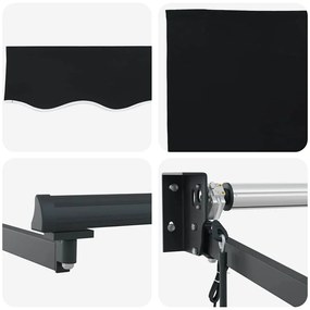 Toldo Retrátil Automático vidaXL Preto 350x250 cm