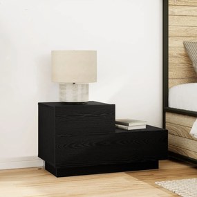 Armário de Cabeceira com Luzes LED Carvalho Preto 70x36x40,5 cm